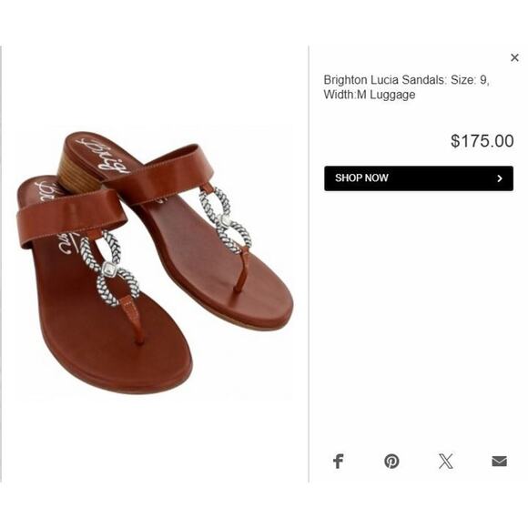 Brighton Lucia Brown Low Heel Sandals Leather Shoes Size 6.5M - Picture 2 of 8